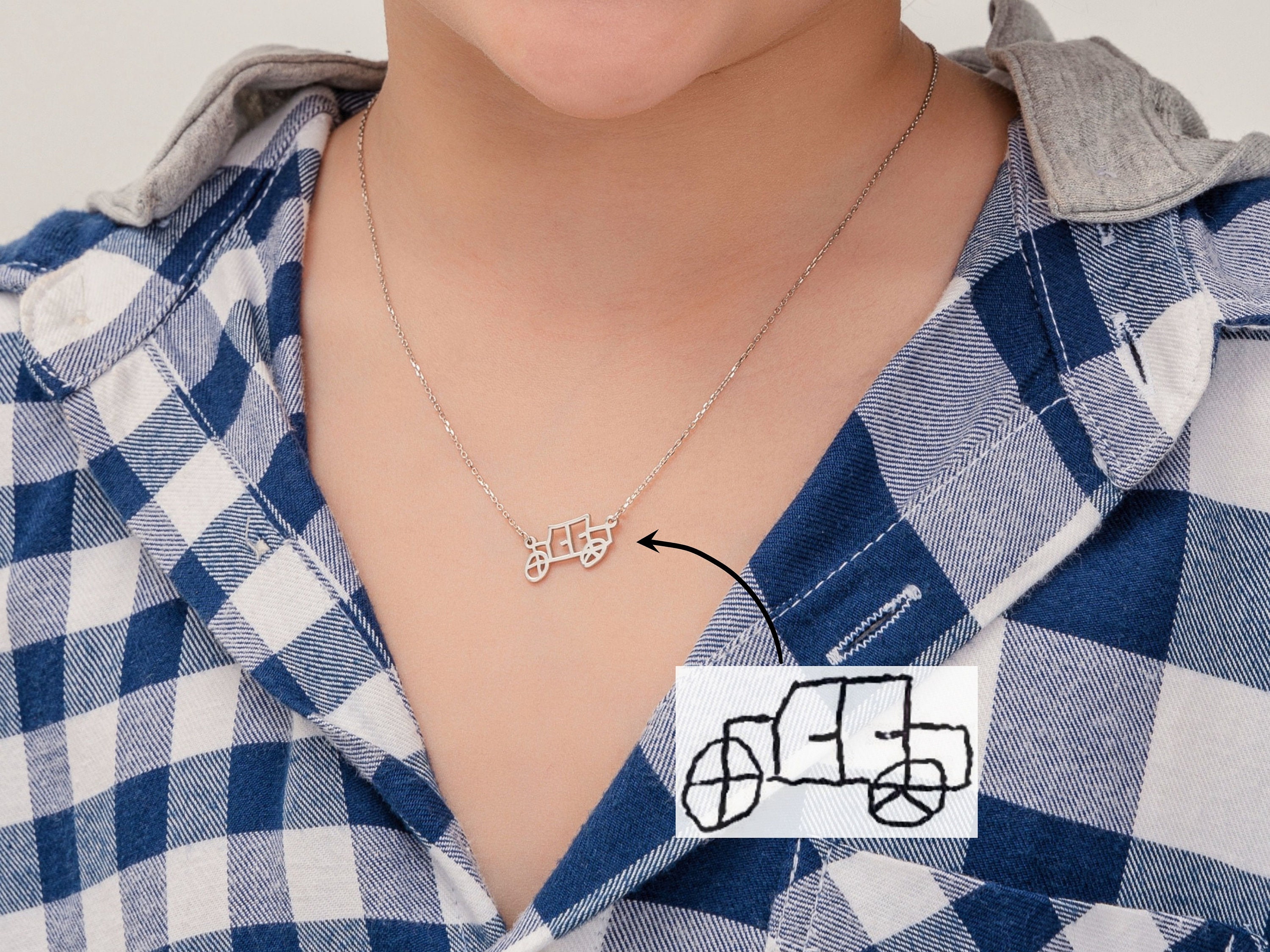 Christmas Gift Memorial Kids Drawing Necklace • Your Children's Actual Artwork Necklace