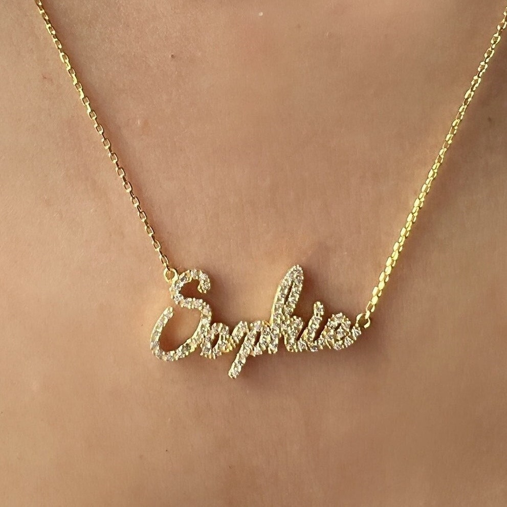 Christmas Gift Personalized Shiny Diamond Name Necklace