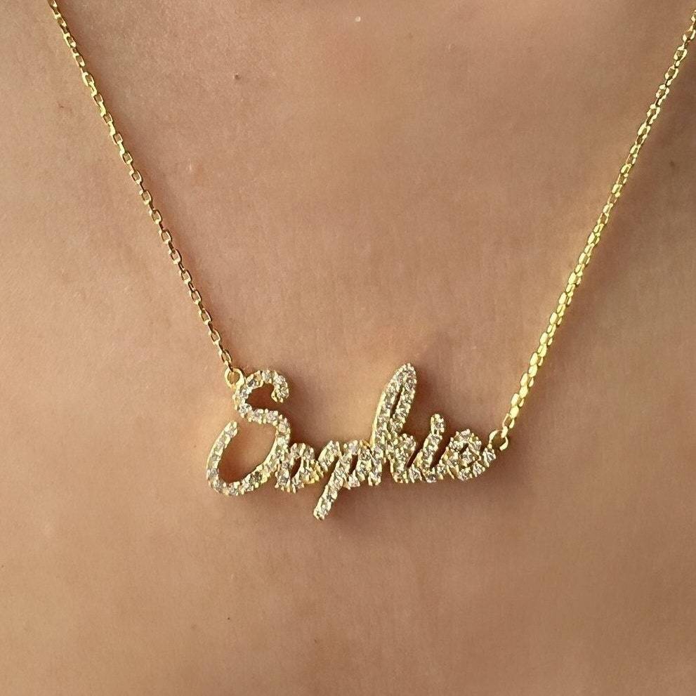 Christmas Gift Personalized Shiny Diamond Name Necklace