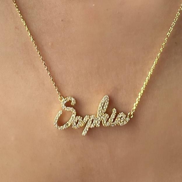 Christmas Gift Personalized Shiny Diamond Name Necklace