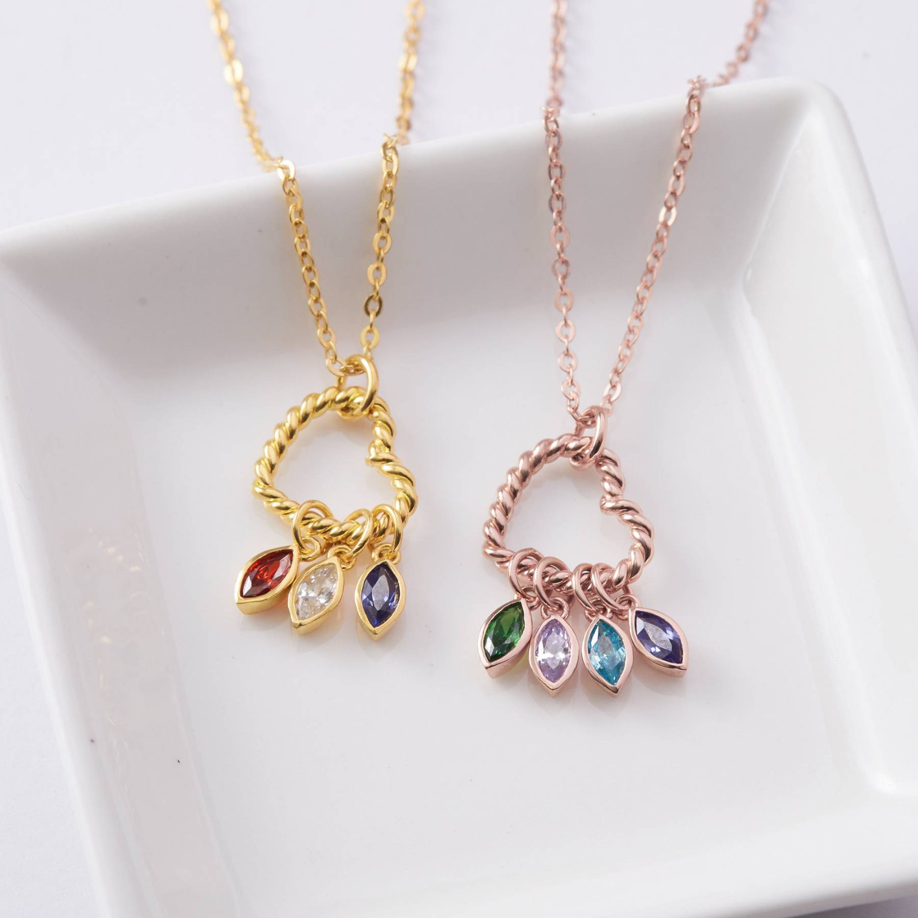 Mother's Day Gift Multiple Family Birthstone Necklace