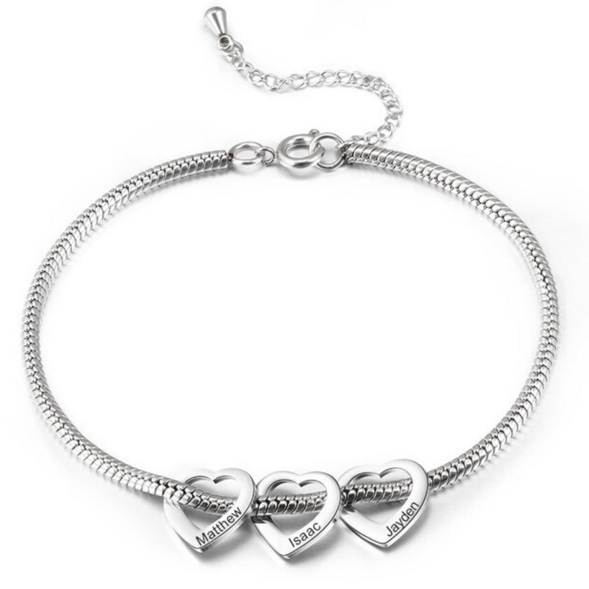Personalized Hearts Bracelet for Mom with Kids Names