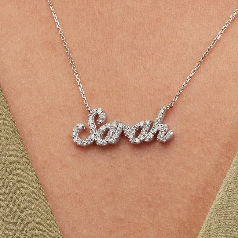 Christmas Gift Personalized Shiny Diamond Name Necklace