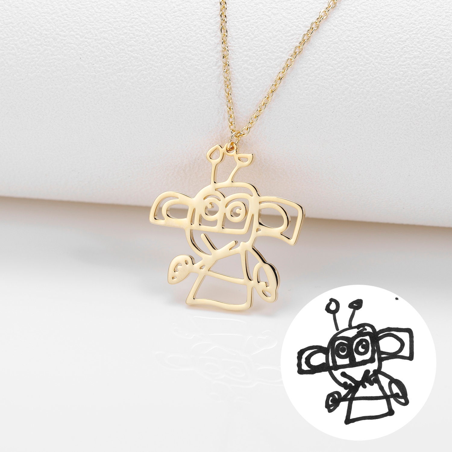 Christmas Gift Children's Drawing Necklace Kids Art Photo Logo Necklace