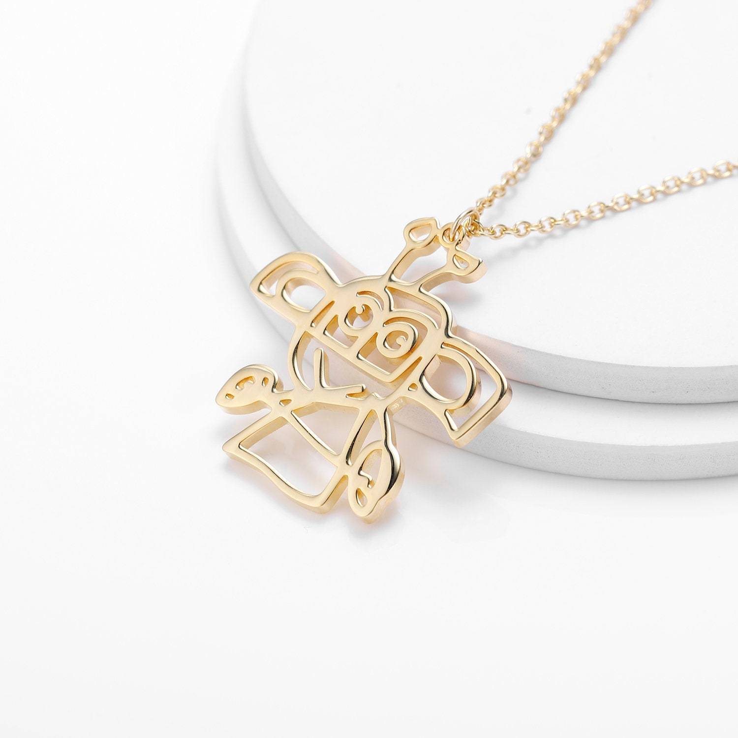 Christmas Gift Children's Drawing Necklace Kids Art Photo Logo Necklace