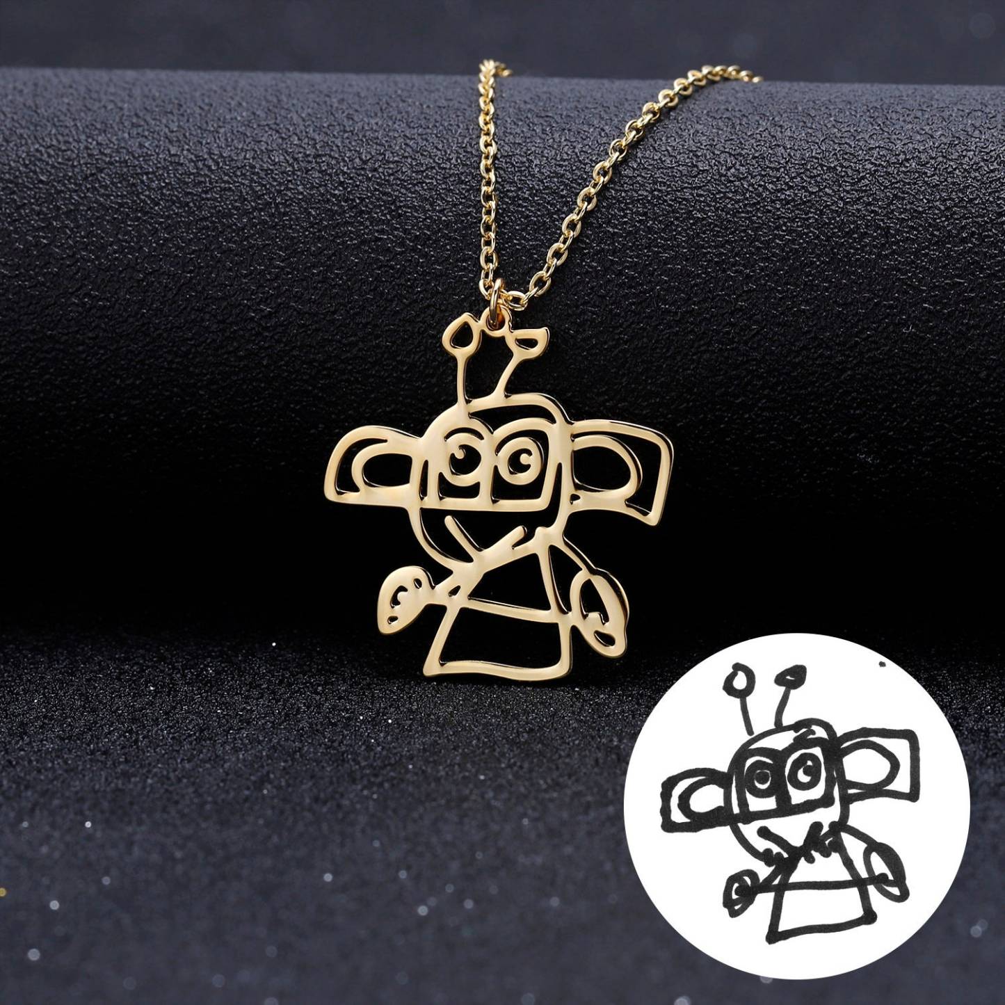 Christmas Gift Children's Drawing Necklace Kids Art Photo Logo Necklace