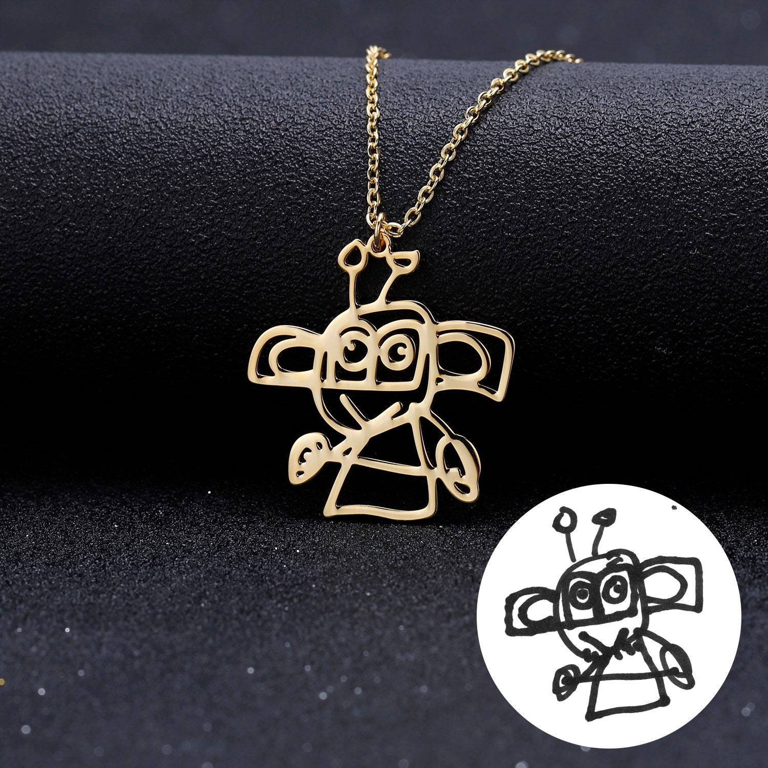 Christmas Gift Children's Drawing Necklace Kids Art Photo Logo Necklace