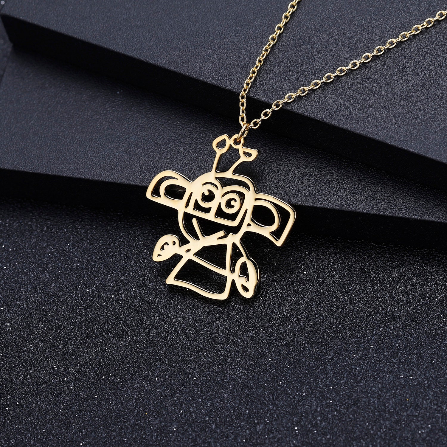 Christmas Gift Children's Drawing Necklace Kids Art Photo Logo Necklace