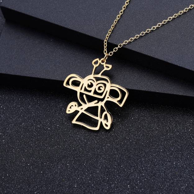 Christmas Gift Children's Drawing Necklace Kids Art Photo Logo Necklace