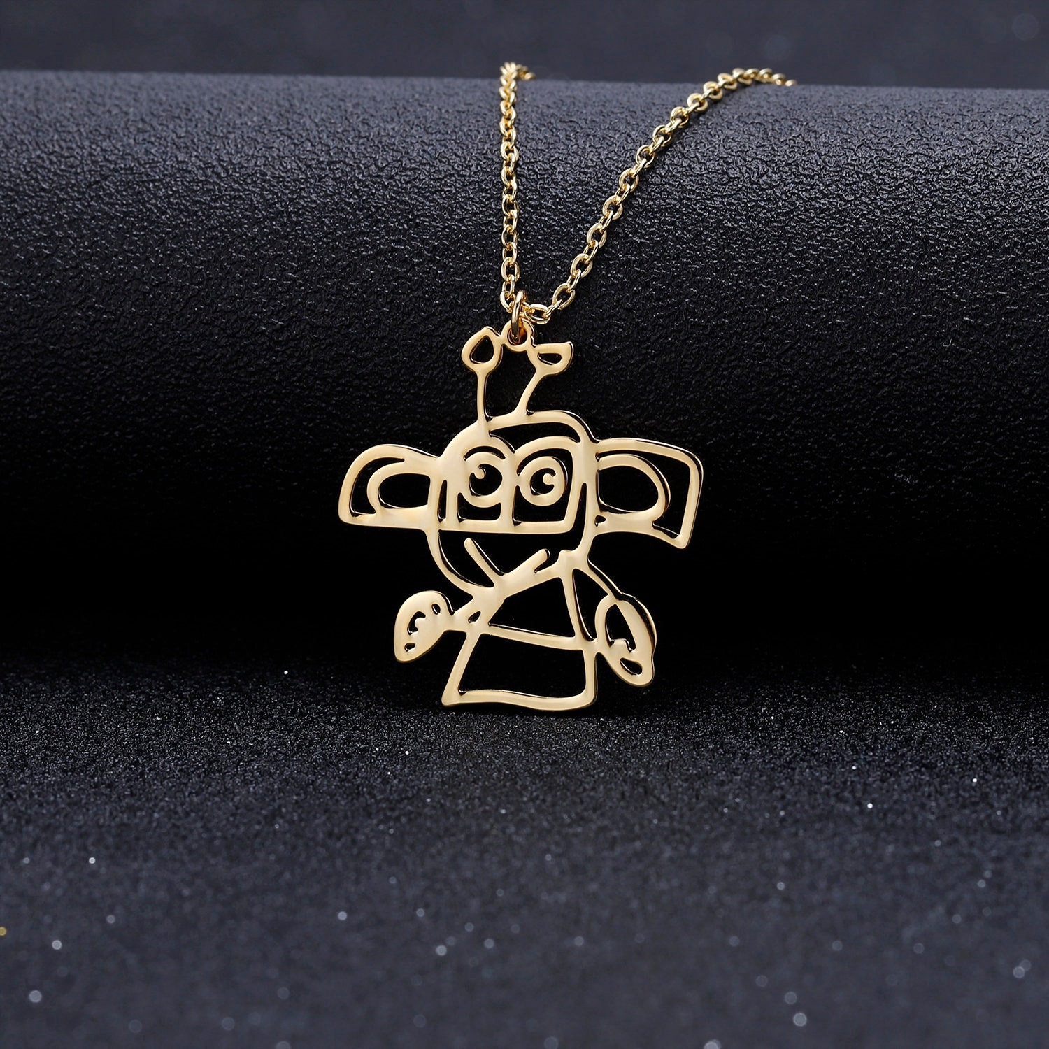 Christmas Gift Children's Drawing Necklace Kids Art Photo Logo Necklace