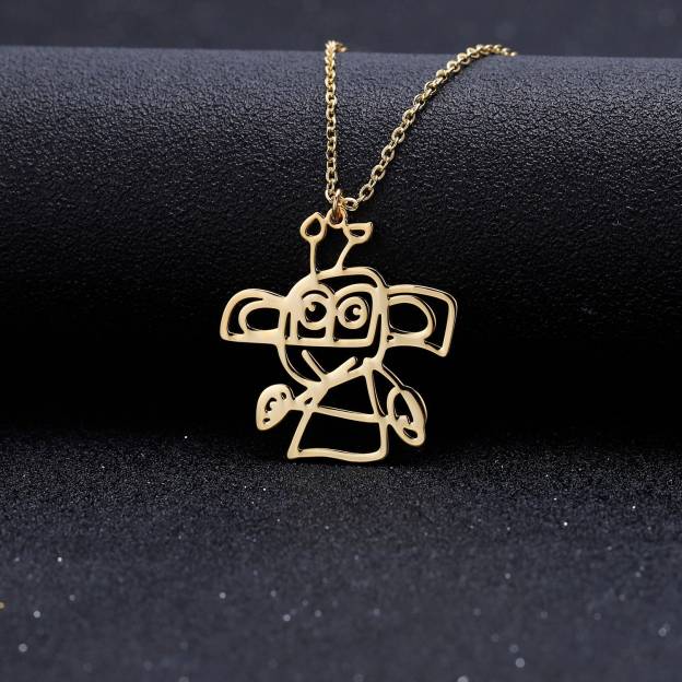 Christmas Gift Children's Drawing Necklace Kids Art Photo Logo Necklace