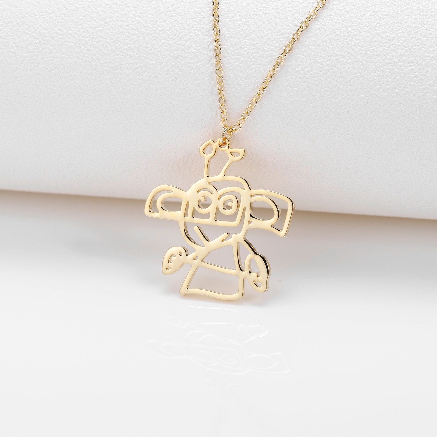 Christmas Gift Children's Drawing Necklace Kids Art Photo Logo Necklace