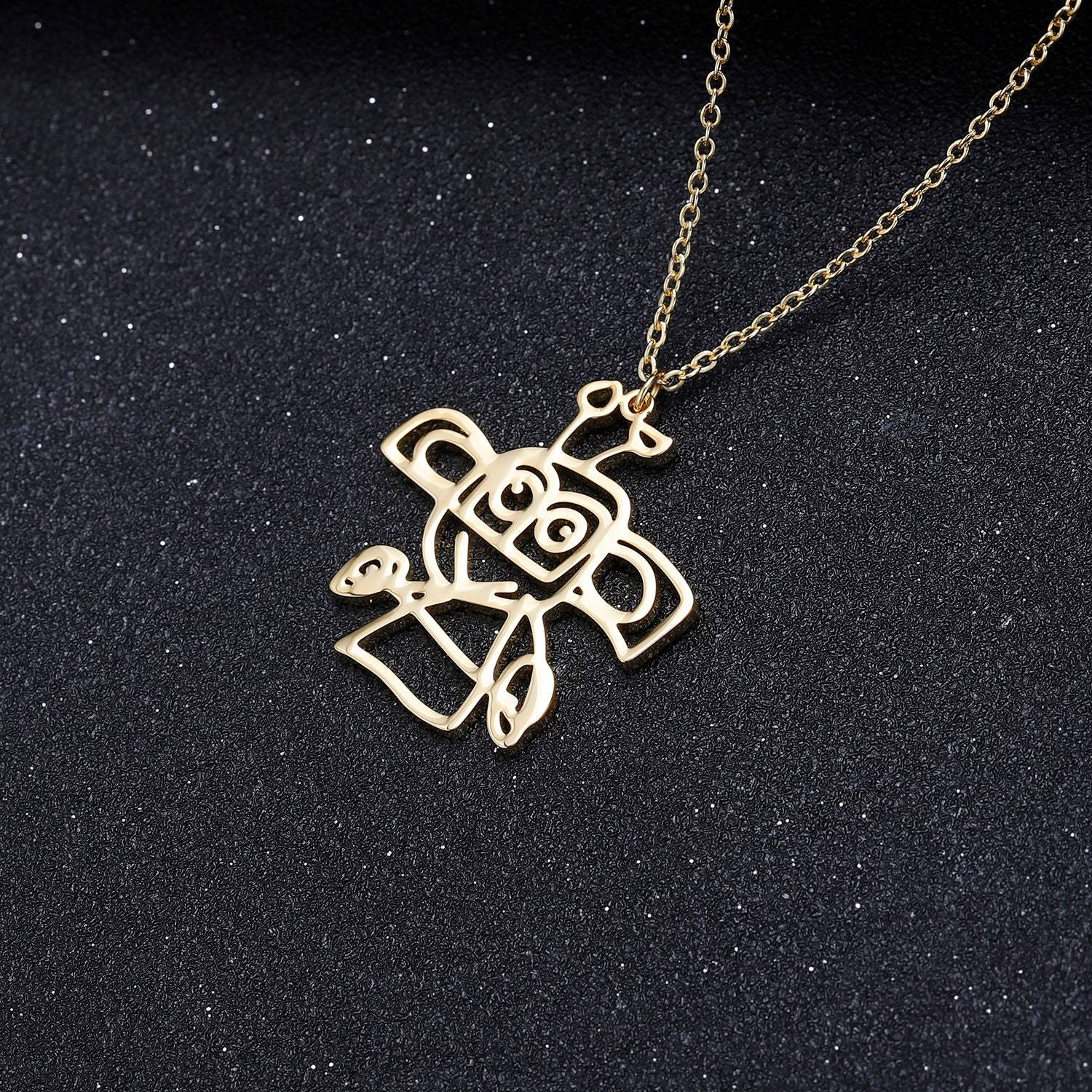 Christmas Gift Children's Drawing Necklace Kids Art Photo Logo Necklace