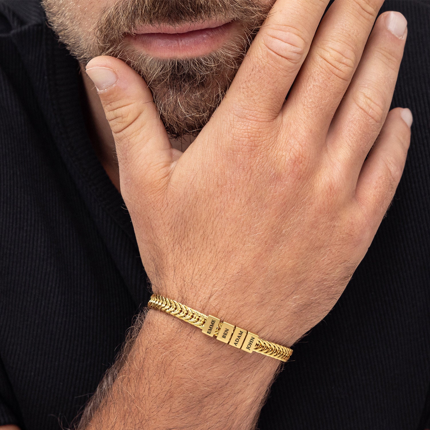 Father's Day Personalized Gold Dad Bracelet With Kids Names