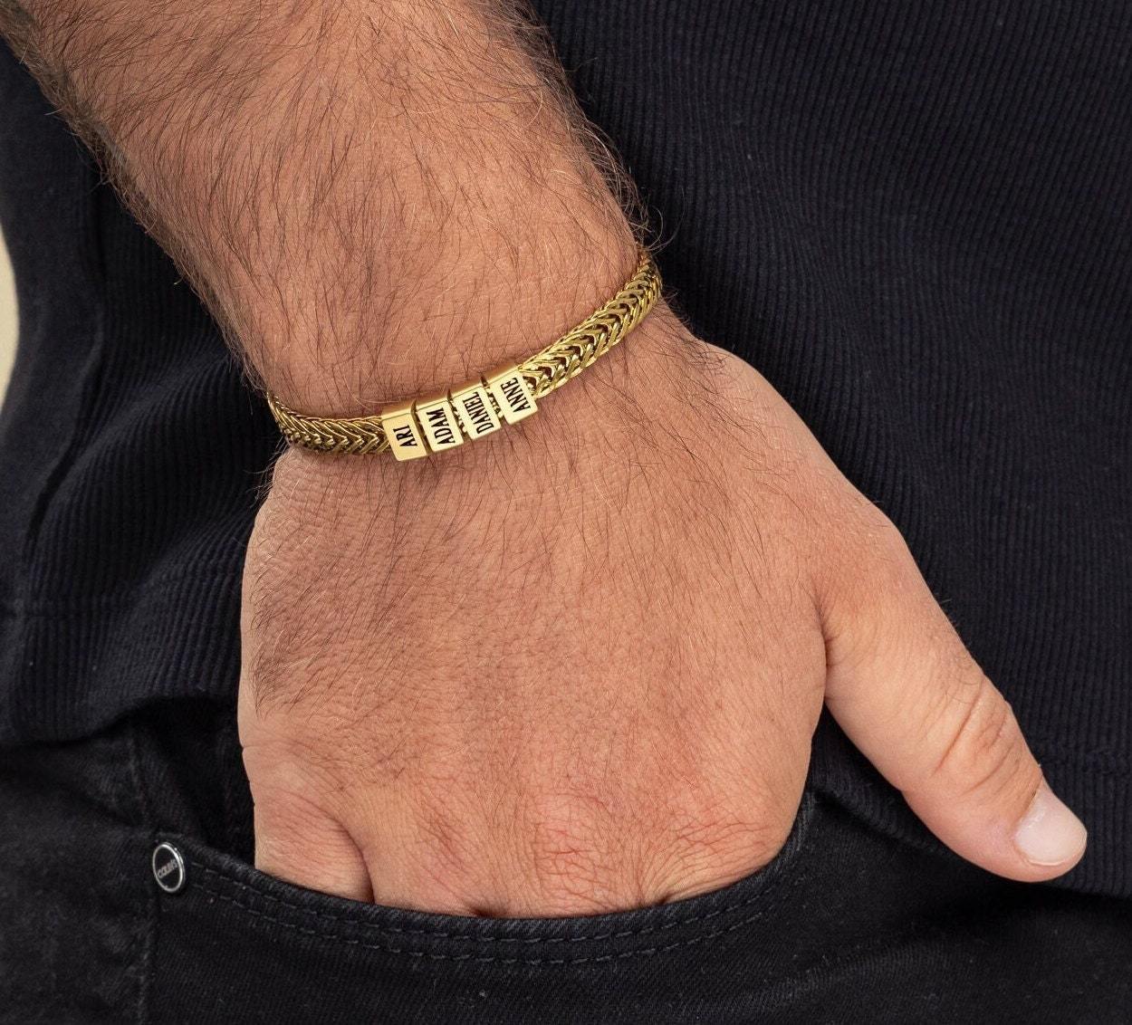 Father's Day Personalized Gold Dad Bracelet With Kids Names