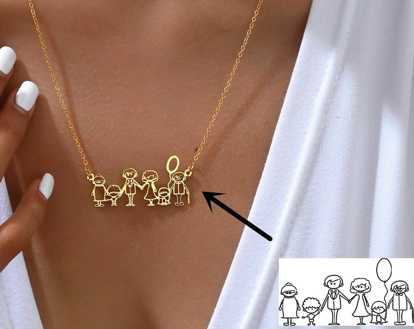 Christmas Gift Custom Actual Kids Drawing Neklace