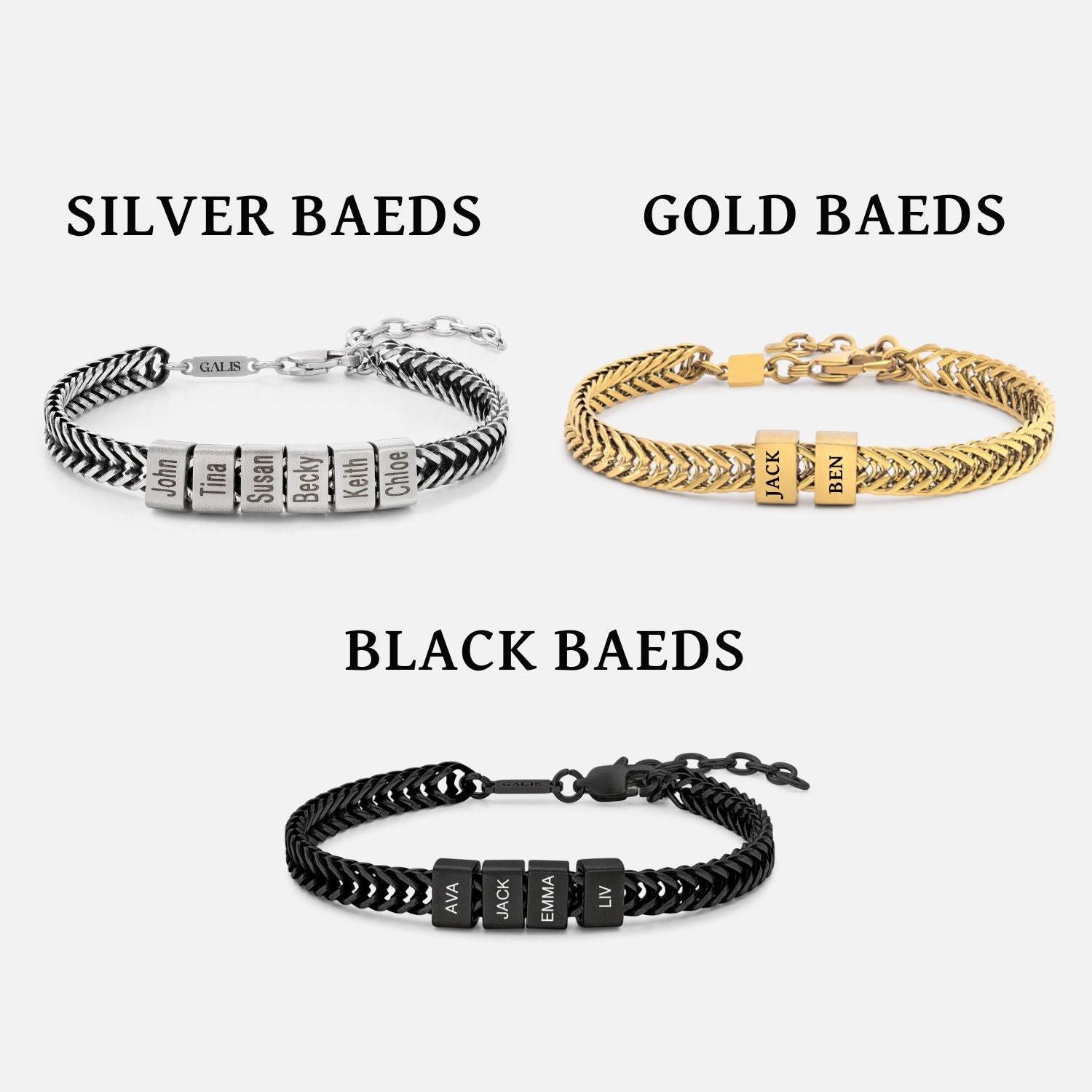 Father's Day Personalized Gold Dad Bracelet With Kids Names