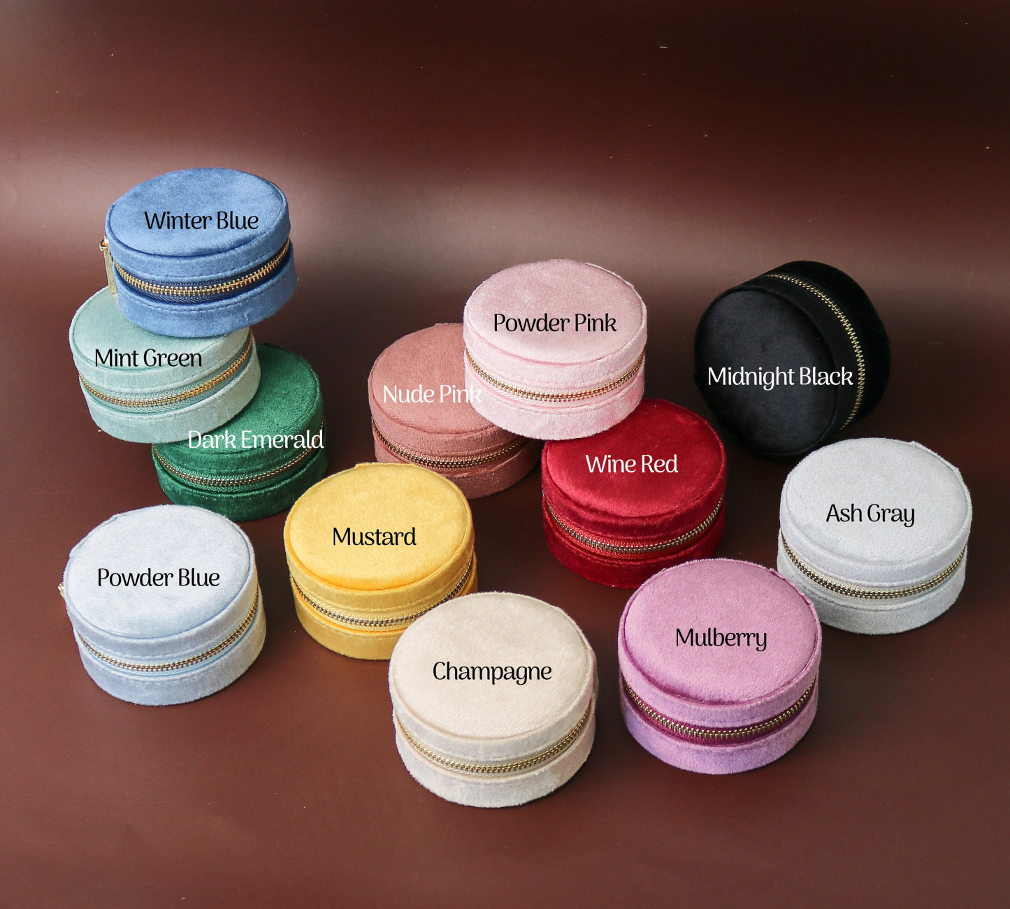 Quality Italian Velvet Travel Round Jewelry Box