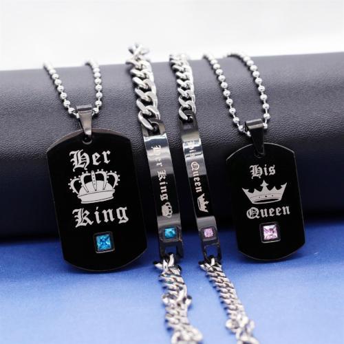 Mother's Day Gift  Her King His Queen Couples Necklace Set Bracelet Set-Engravingift