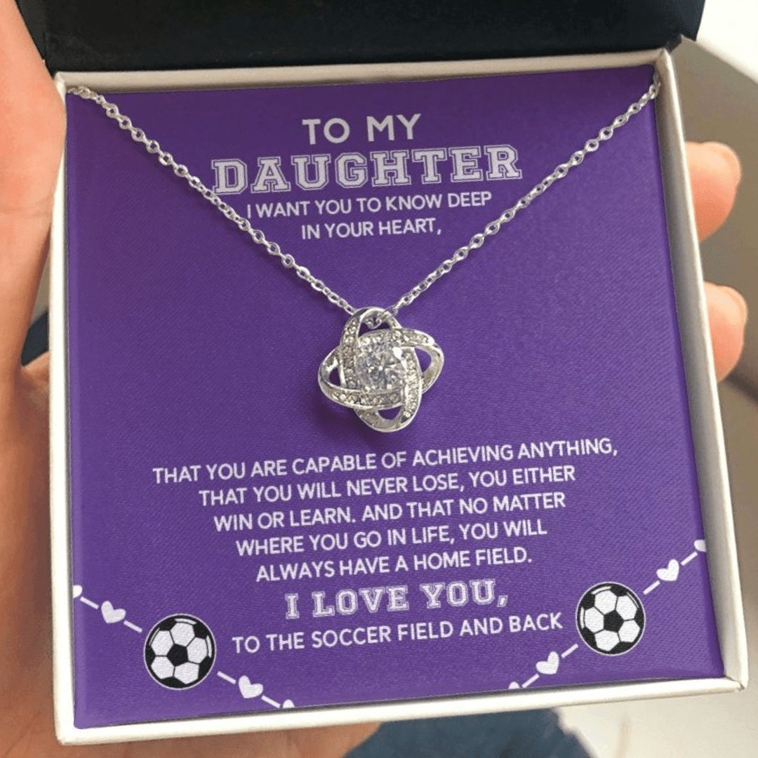 Love Knot Necklace - Soccer Daughter, Home Field - Athlete's Gift Shop