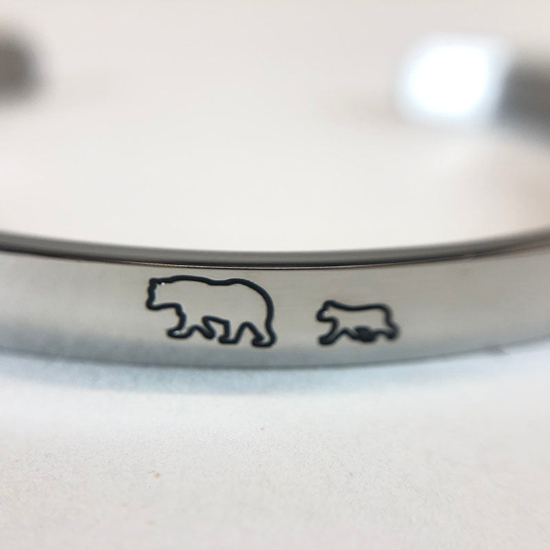 Mother's Day Gift Mama Bear & Her Baby Bears Engraved Personalizable Cuff Bracelet-Engravingift