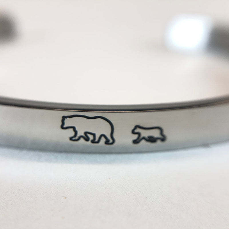Mother's Day Gift Mama Bear & Her Baby Bears Engraved Personalizable Cuff Bracelet-Engravingift