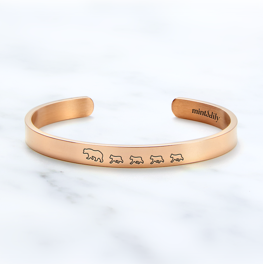 Mother's Day Gift Mama Bear & Her Baby Bears Engraved Personalizable Cuff Bracelet-Engravingift