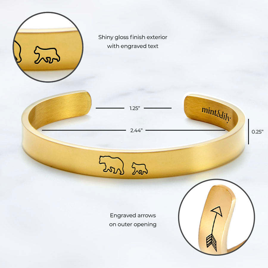 Mother's Day Gift Mama Bear & Her Baby Bears Engraved Personalizable Cuff Bracelet-Engravingift