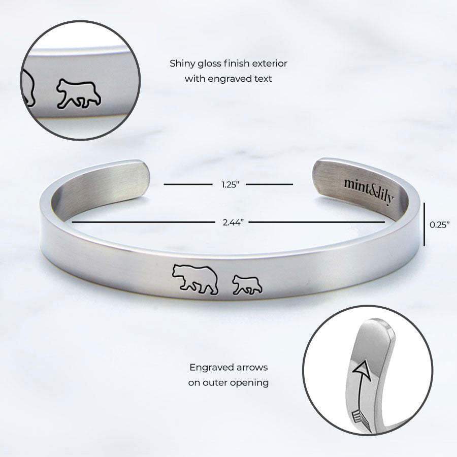 Mother's Day Gift Mama Bear & Her Baby Bears Engraved Personalizable Cuff Bracelet-Engravingift