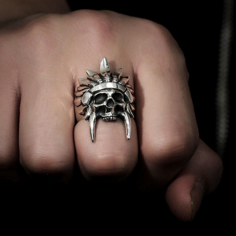 Christmas Gift Tribal Chief Ring - Skull & Tattoo - My Weird Man - You Are My One And Only