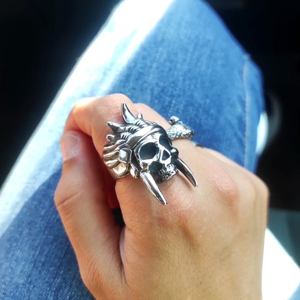 Christmas Gift Tribal Chief Ring - Skull & Tattoo - My Weird Man - You Are My One And Only