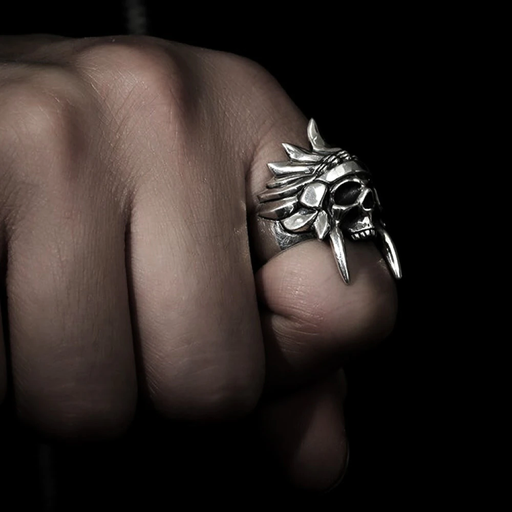 Christmas Gift Tribal Chief Ring - Skull & Tattoo - My Weird Man - You Are My One And Only
