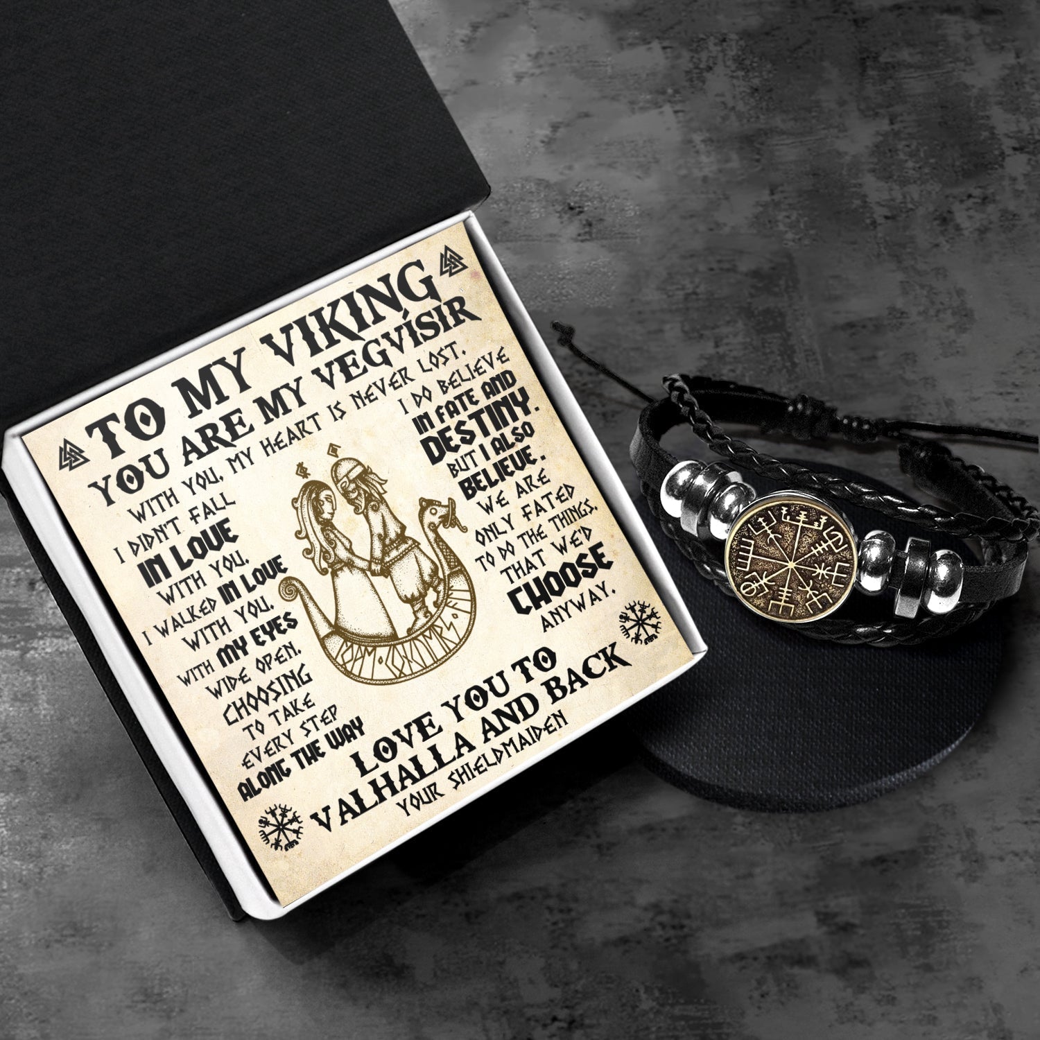 Viking Compass Bracelet - Viking - To My Man - I Love You To Valhalla And Back