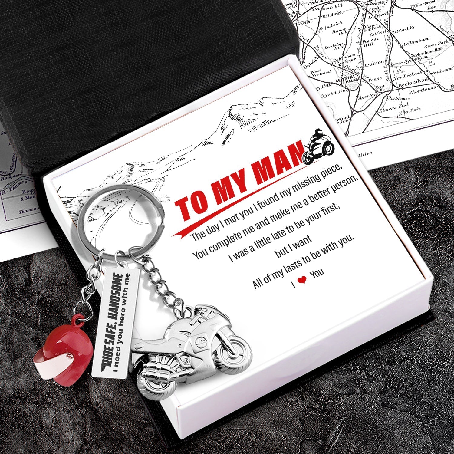 Christmas Gift Superbike Helmet Keychain - Biker - To My Man - I Love You