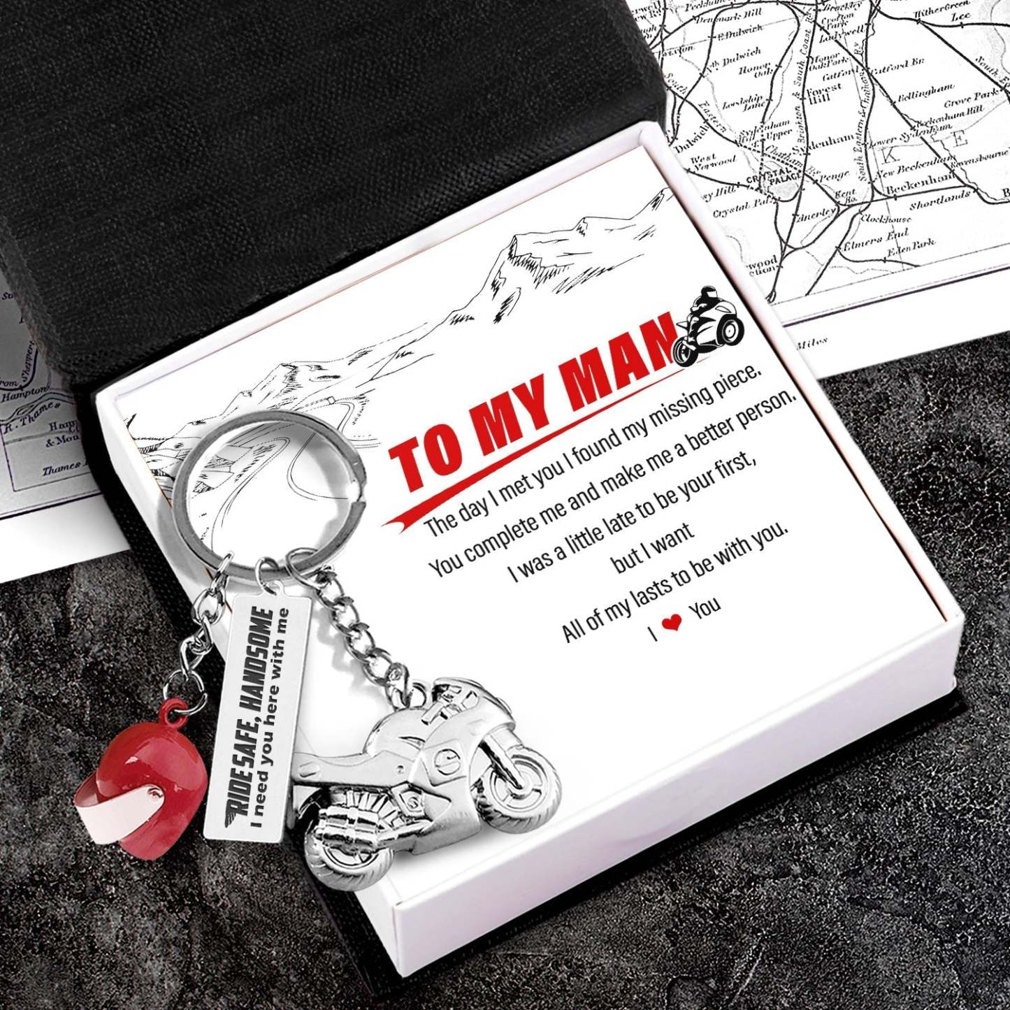 Christmas Gift Superbike Helmet Keychain - Biker - To My Man - I Love You