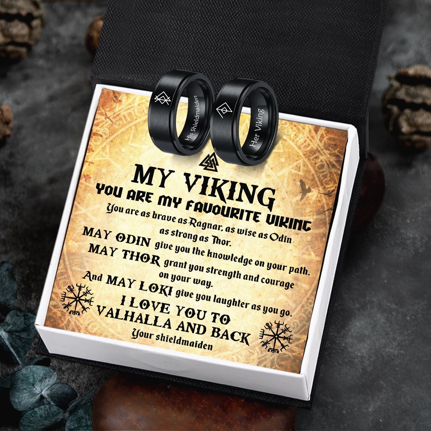 Mother's Day Gift Couple Ring - Viking - To My Viking - I Love You To Vahalla And Back-Engravingift
