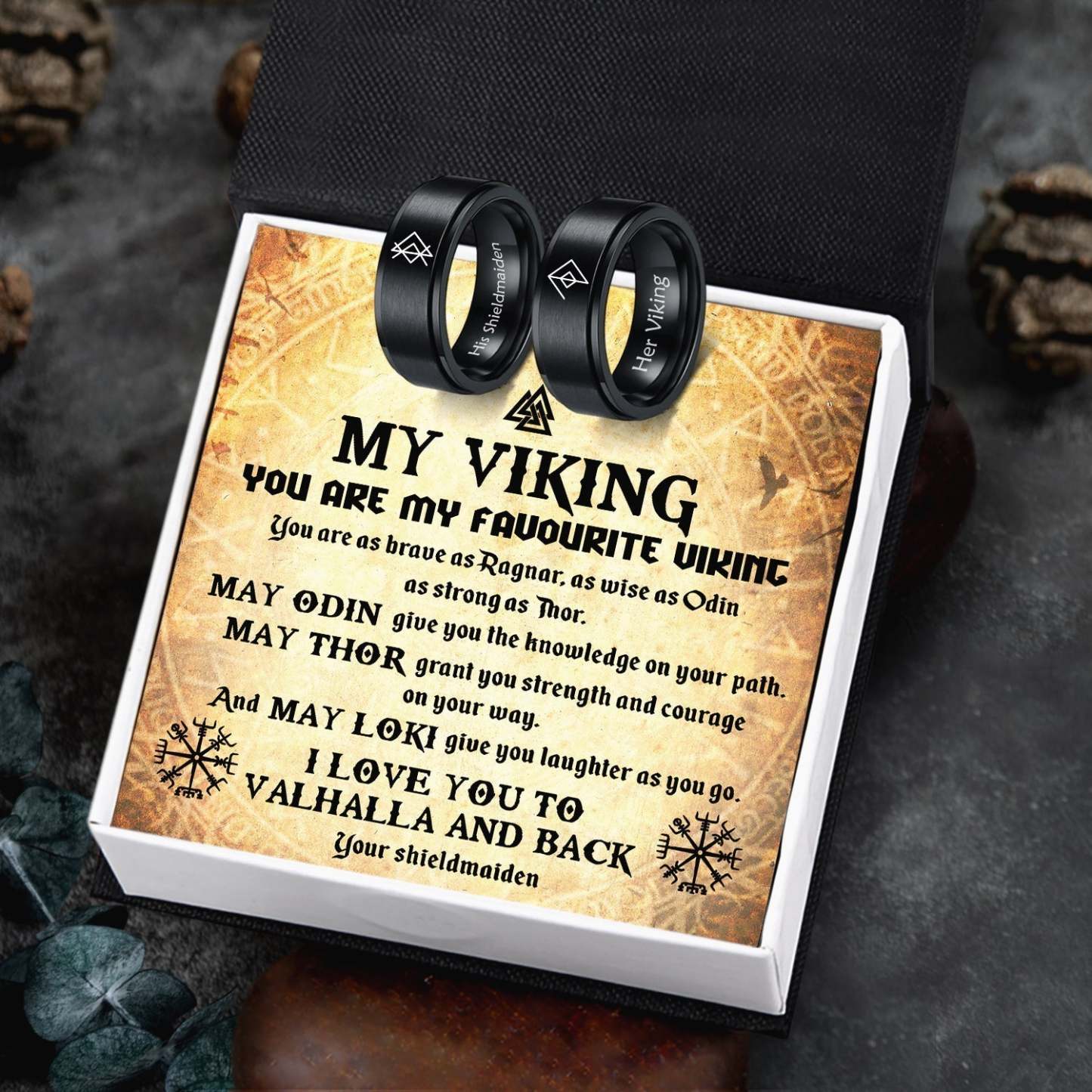 Mother's Day Gift Couple Ring - Viking - To My Viking - I Love You To Vahalla And Back-Engravingift