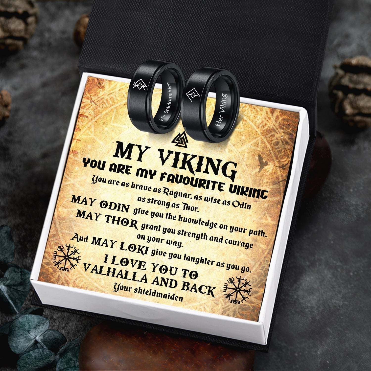 Mother's Day Gift Couple Ring - Viking - To My Viking - I Love You To Vahalla And Back-Engravingift