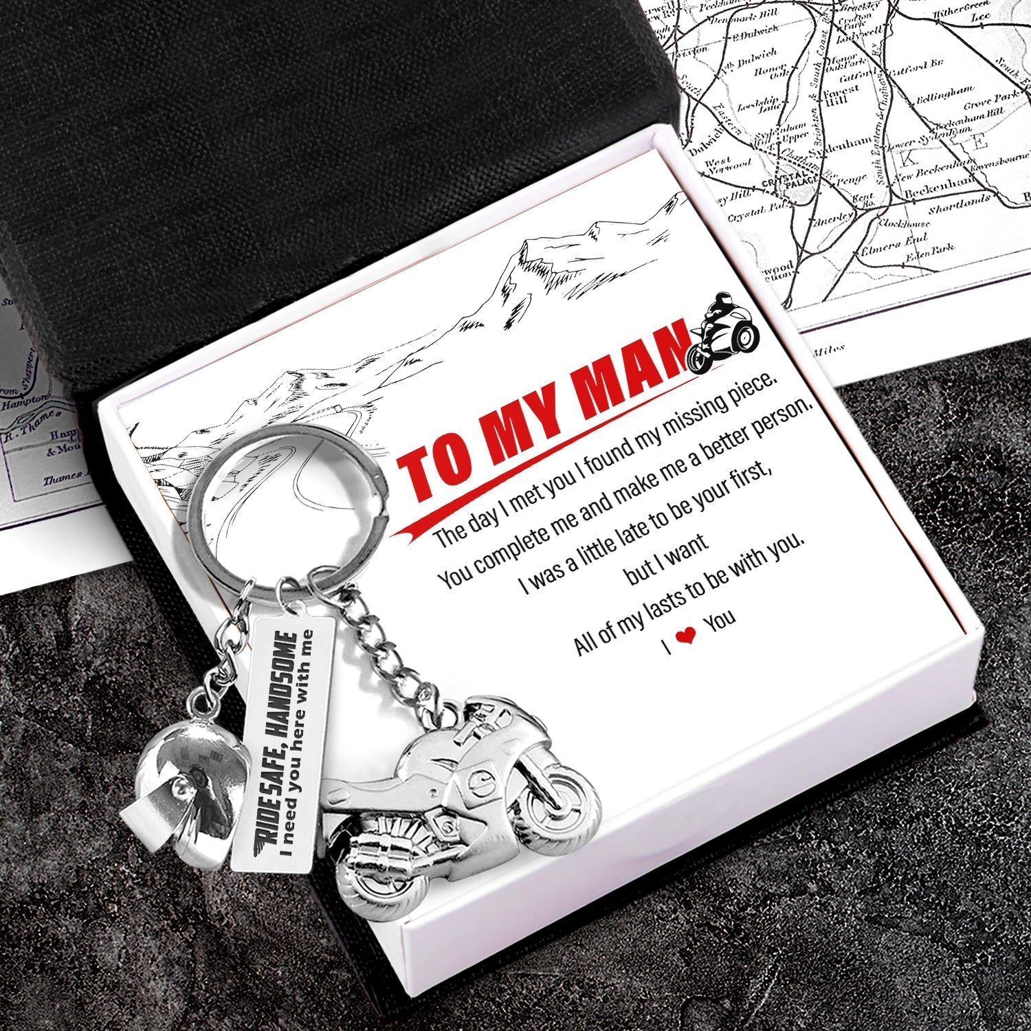 Superbike Helmet Keychain - Biker - To My Man - I Love You