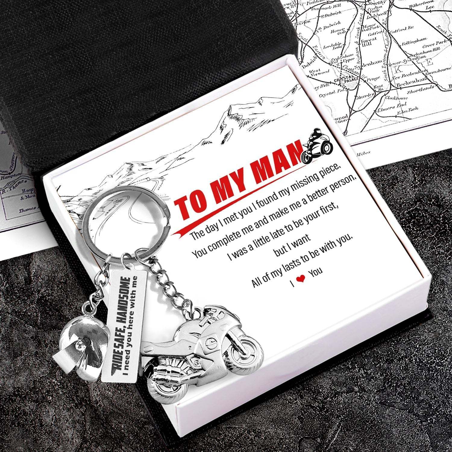 Superbike Helmet Keychain - Biker - To My Man - I Love You