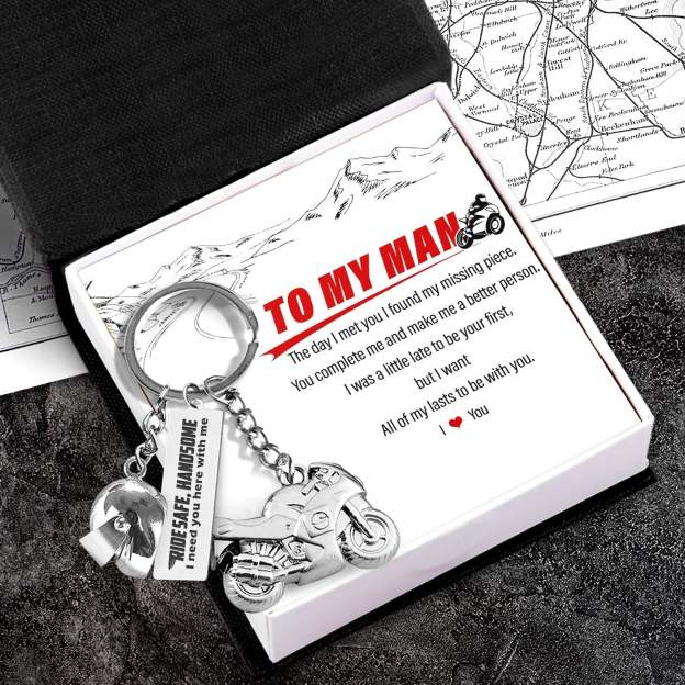 Christmas Gift Superbike Helmet Keychain - Biker - To My Man - I Love You