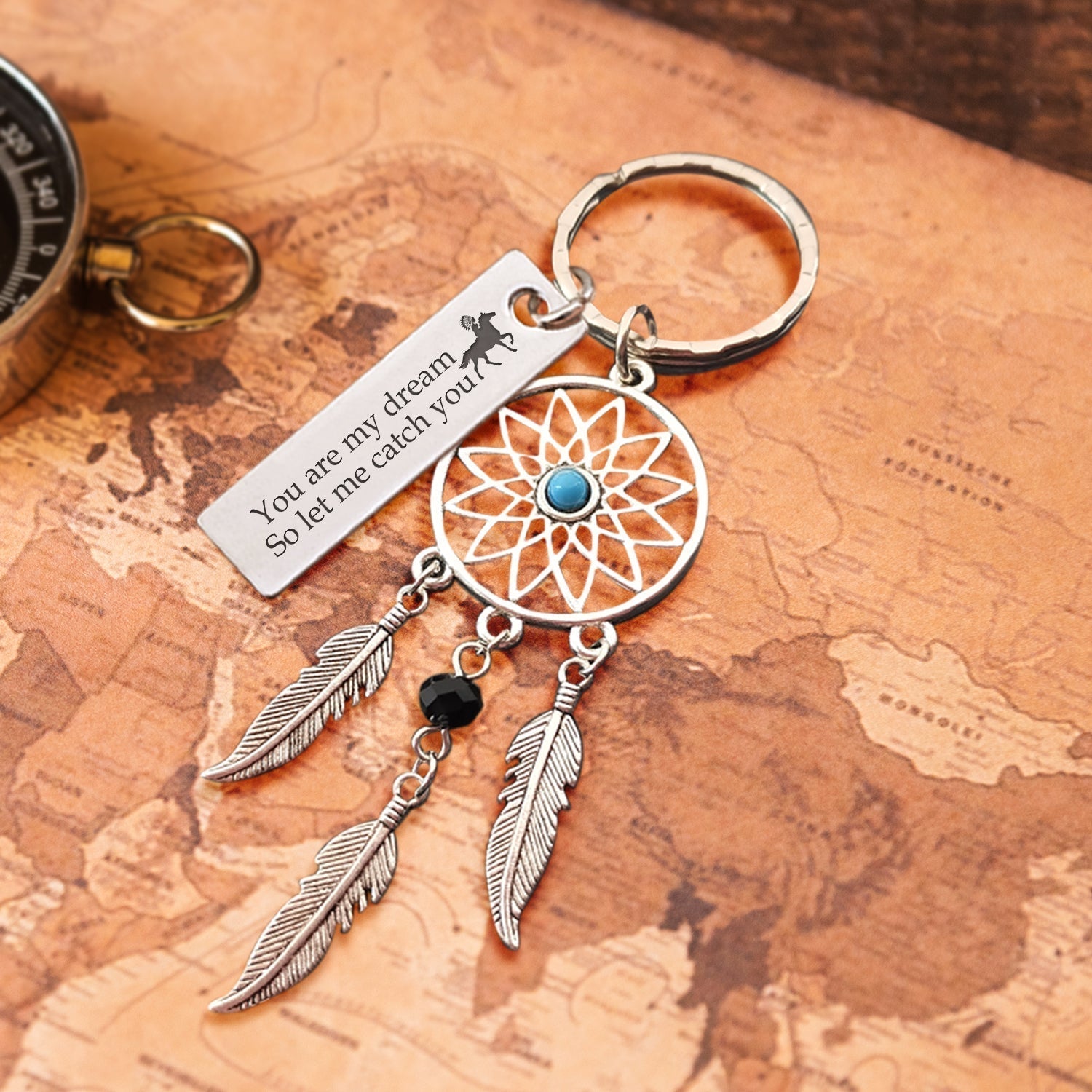 Mother's Day Dreamcatcher Keychain - Native American - To My Wife - I'll Love You Then-Engravingift