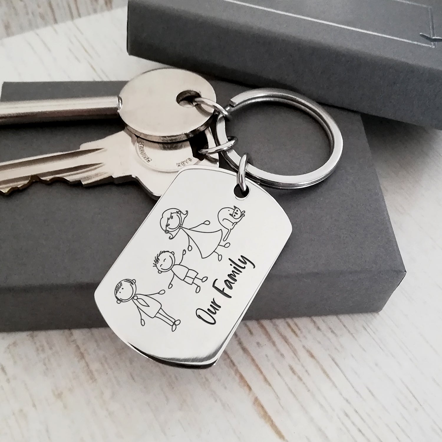 Christmas Gift Family Dog Keychain - I Love You Now Until Forever
