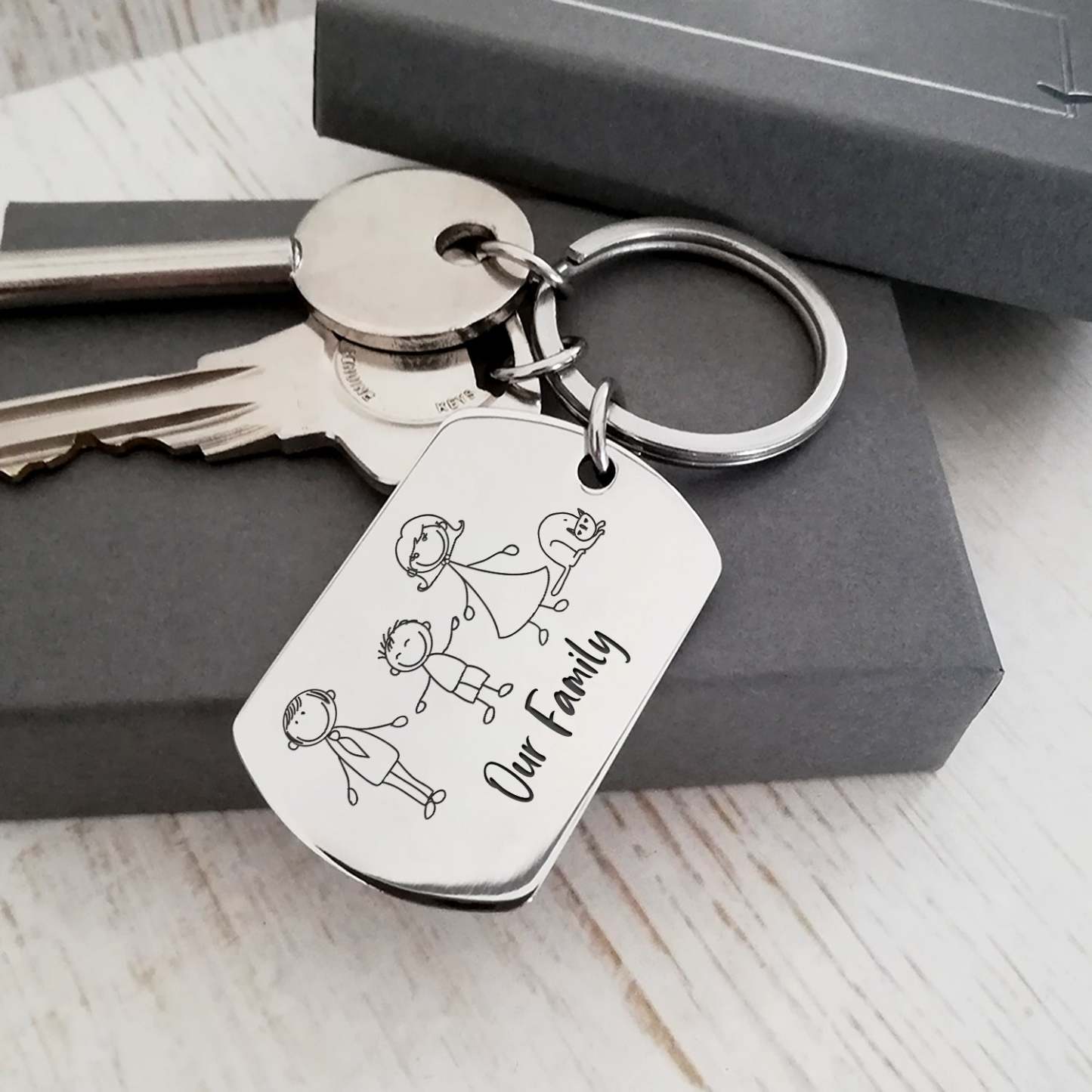 Christmas Gift Family Dog Keychain - I Love You Now Until Forever