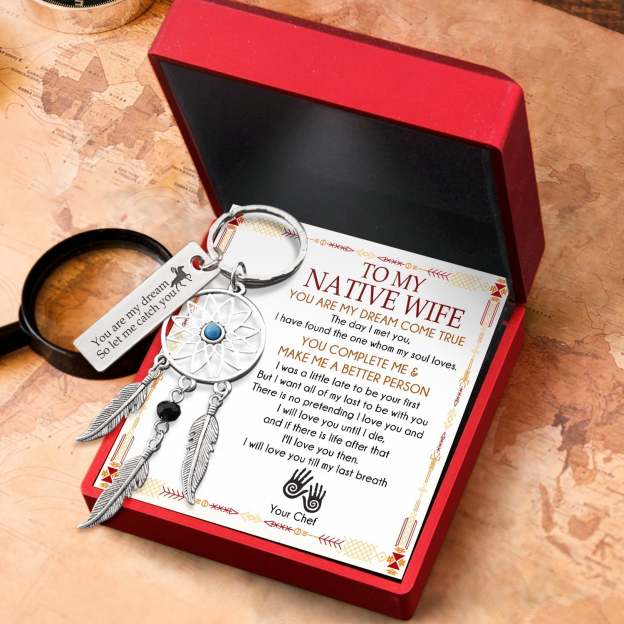 Mother's Day Dreamcatcher Keychain - Native American - To My Wife - I'll Love You Then-Engravingift