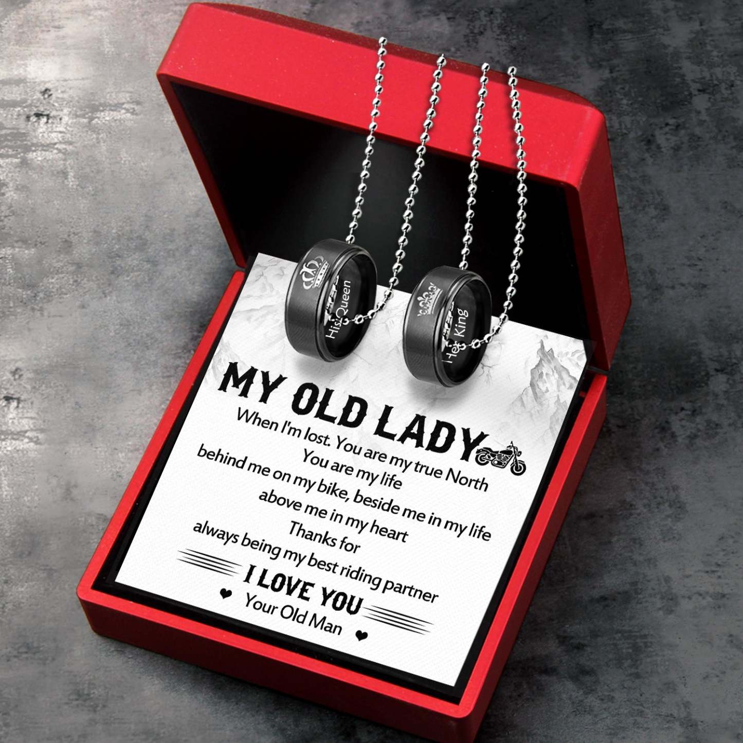 Mother's Day Gift Couple Pendant Necklaces - Biker - To My Lady - I Love You-Engravingift