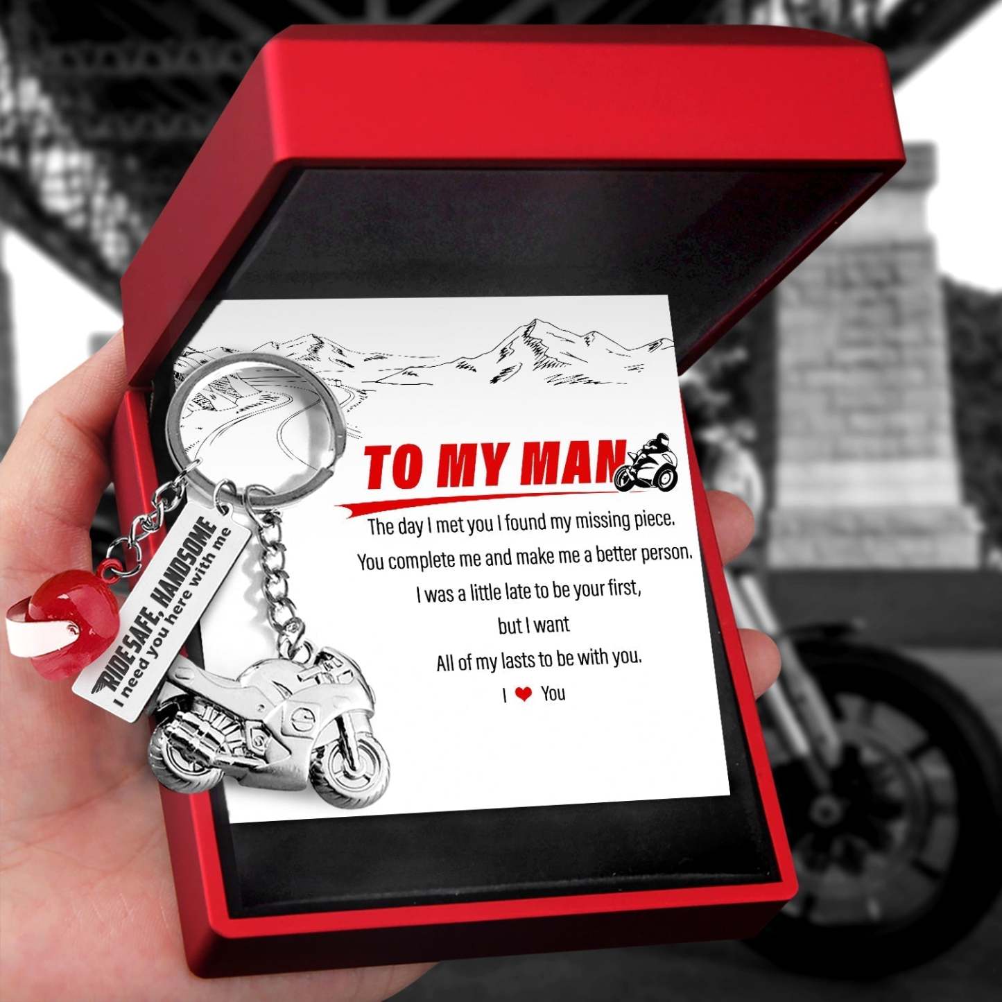 Christmas Gift Superbike Helmet Keychain - Biker - To My Man - I Love You