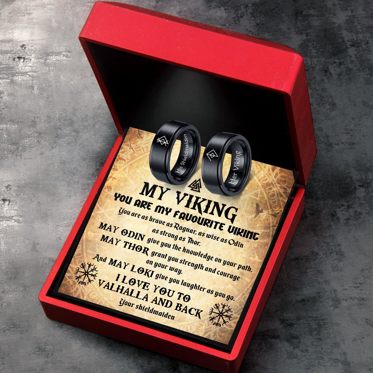 Mother's Day Gift Couple Ring - Viking - To My Viking - I Love You To Vahalla And Back-Engravingift