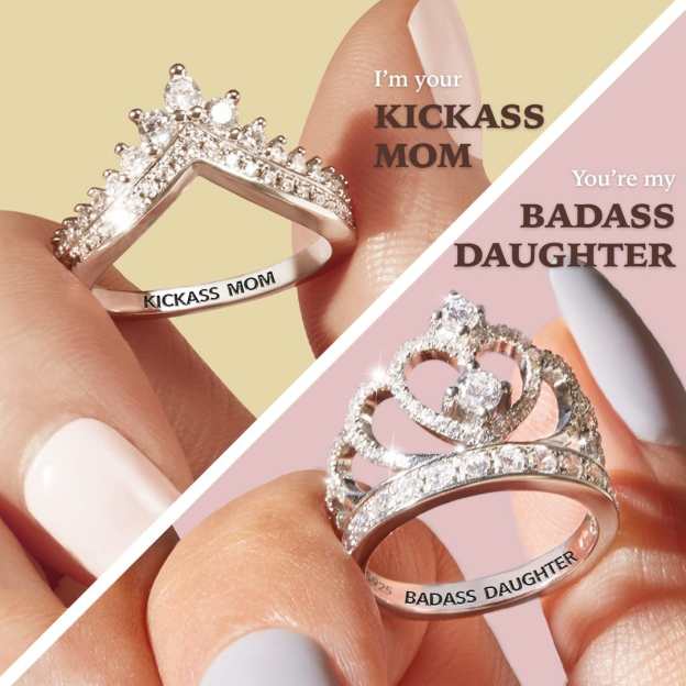 Crown Ring for Kickass mom and Badass Daughter MelodyNecklace