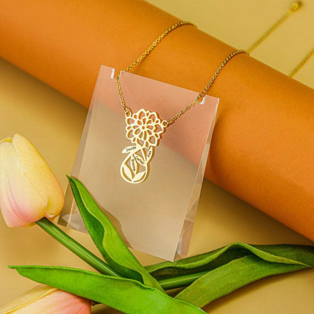Mother's Day Gift Carnation Custom Name Necklace Quillingx